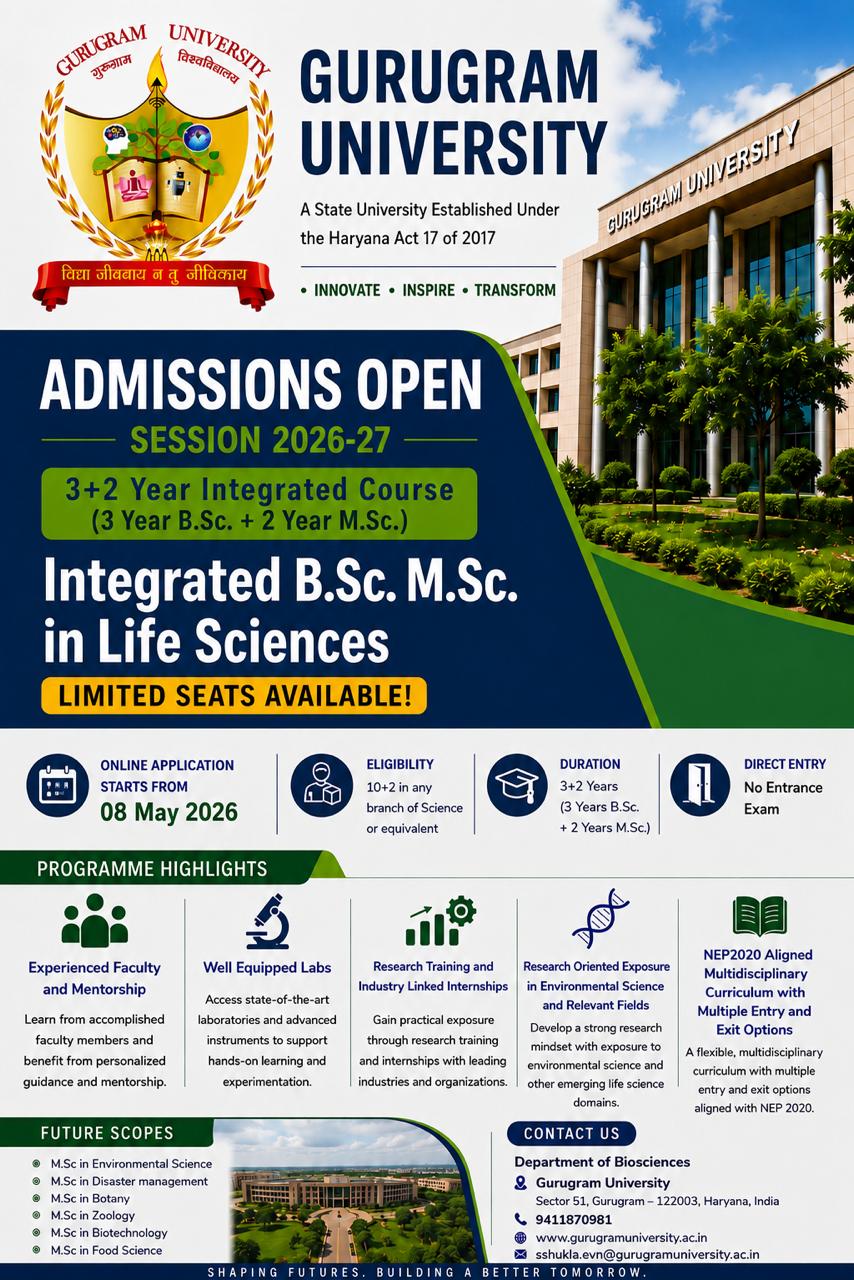 Integrated B.Sc. M.Sc. Life Sciences Admission